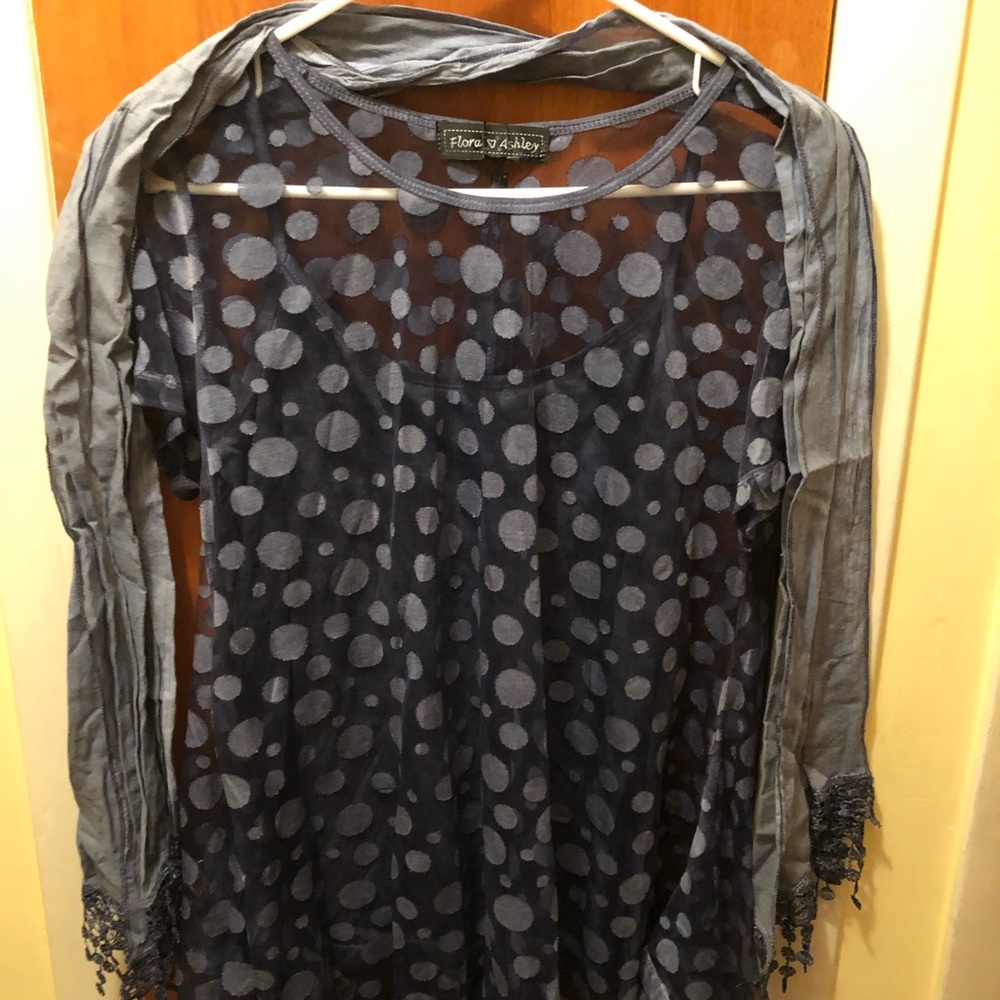 Dress shirt Blue sheer with polka dots